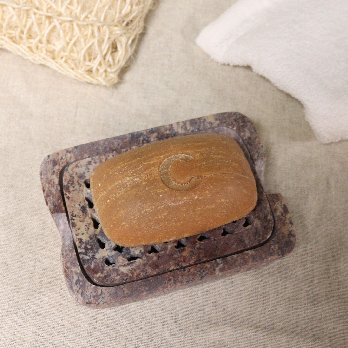 Soapstone Soap Dish & Drainer - Classic Square