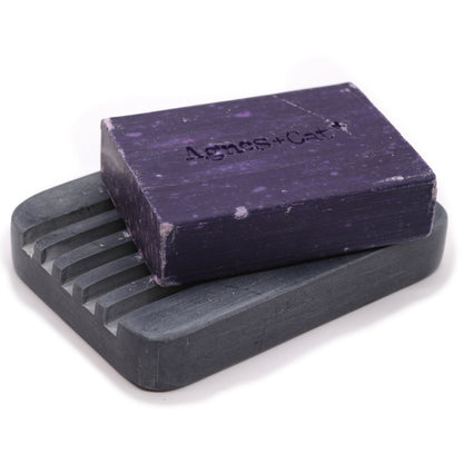 Grey Soapstone Soap Dish  - Heavey Ridges