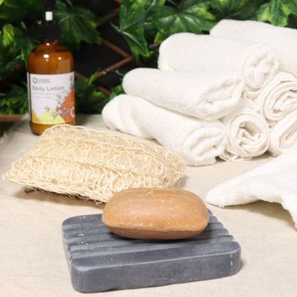 Grey Soapstone Soap Dish  - Heavey Ridges