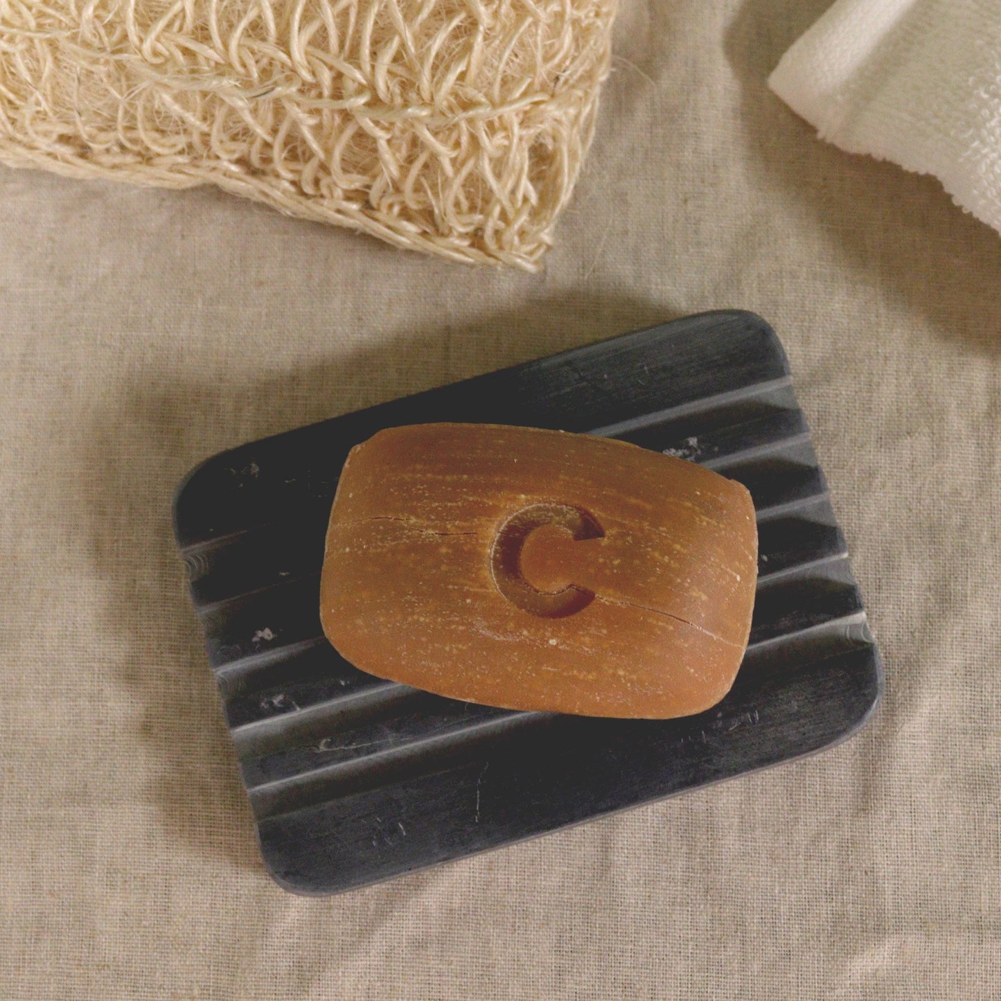 Grey Soapstone Soap Dish  - Heavey Ridges