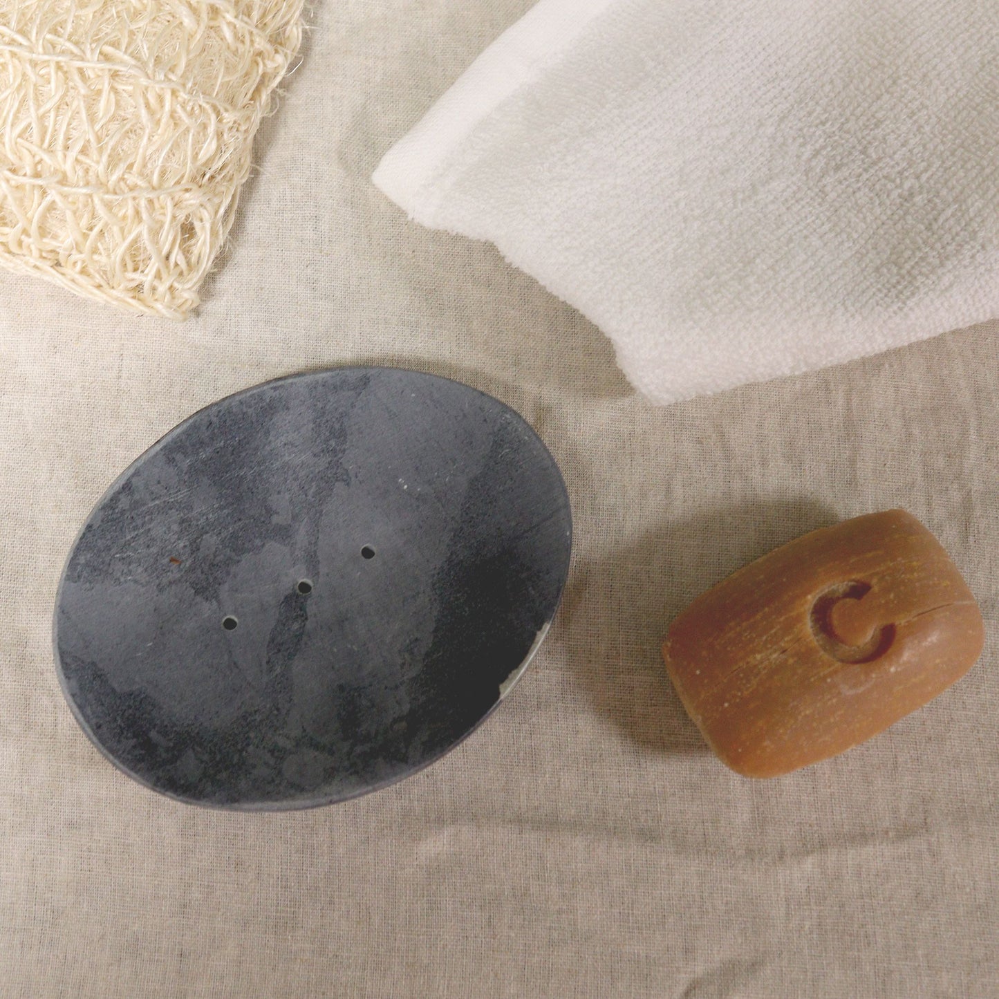 Grey Soapstone Soap Dish - Classic Oval